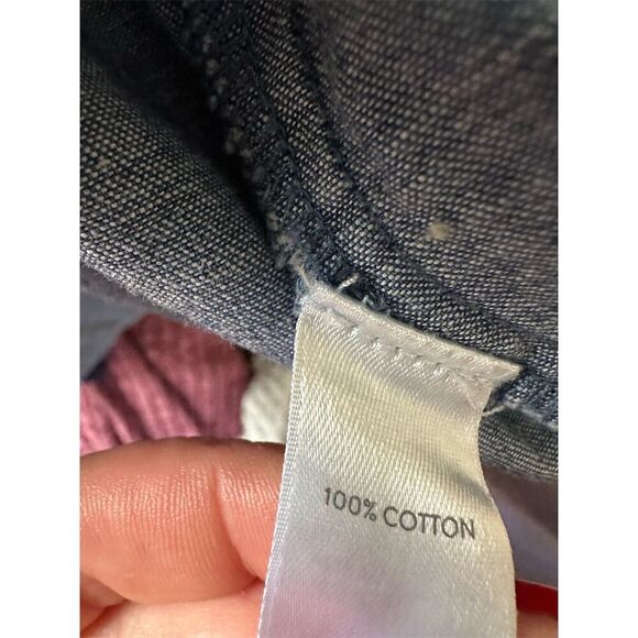 Blue Buttoned Relaxed Tunic with Mandarin Collar - Picture 4 of 5